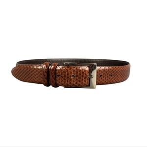 {Bill Lavin} Soft Collection Snakeskin Brown Embossed Leather Belt - 34/85